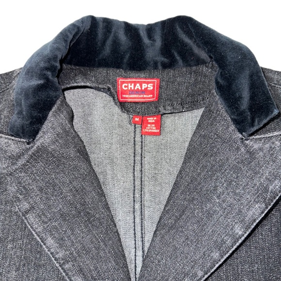 💙❤️ Black denim jacket with velour/velvet collar - Picture 7 of 9